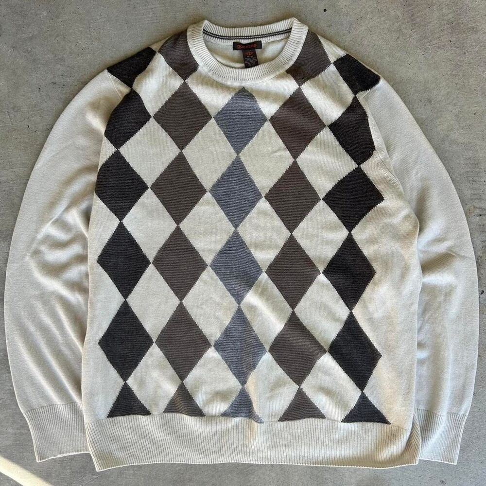 Dockers Men's Cream and White Jumper